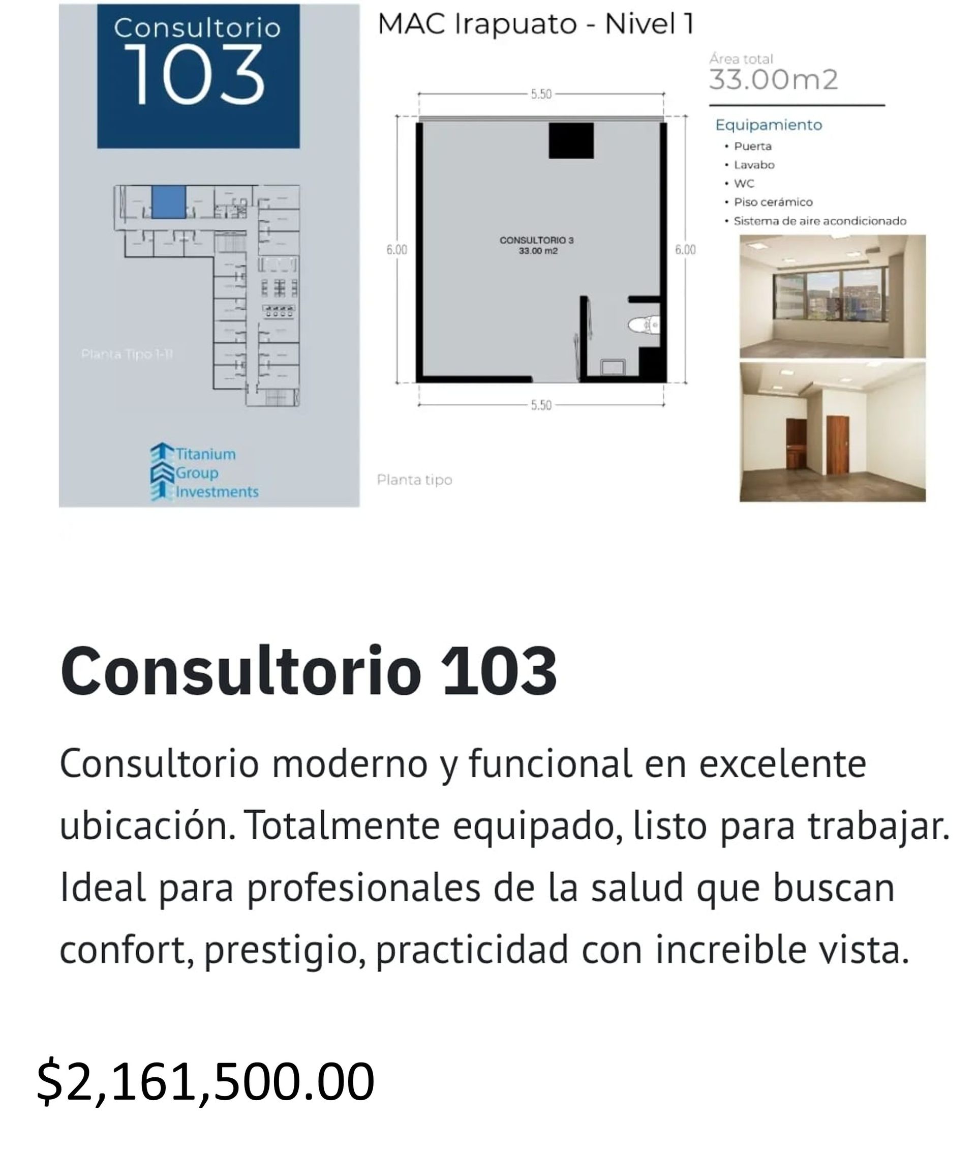 Los precios y disposición de los consultorios están sujetos a cambio sin previo aviso, esto por demanda