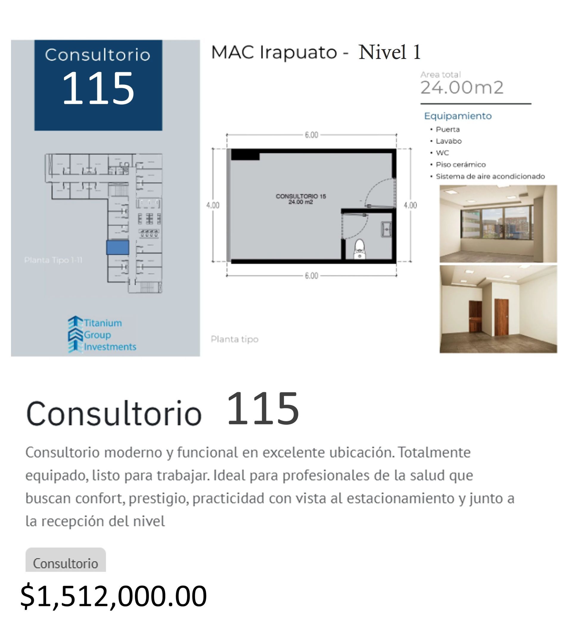 Los precios y disposición de los consultorios están sujetos a cambio sin previo aviso, esto por demanda