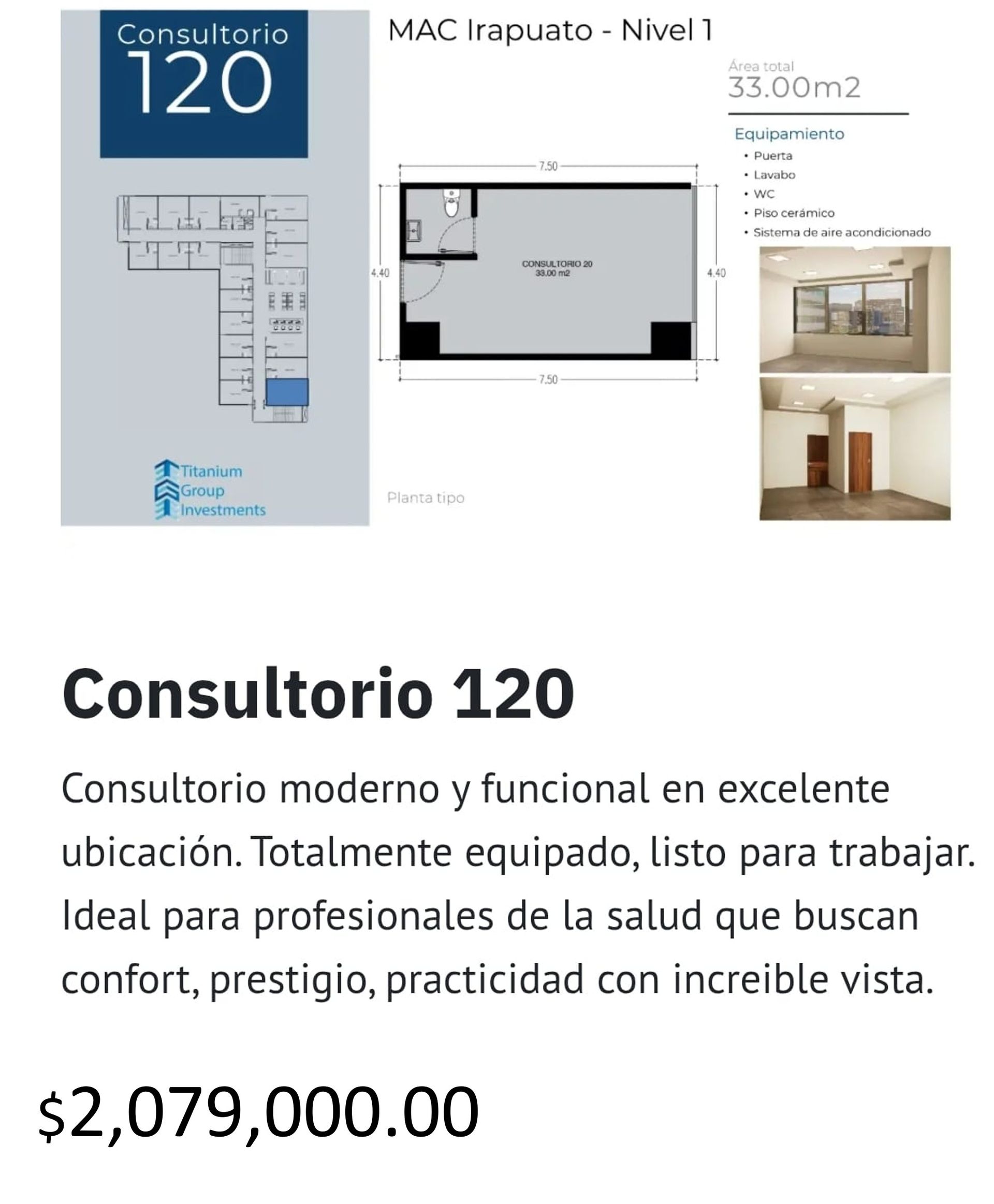 Los precios y disposición de los consultorios están sujetos a cambio sin previo aviso, esto por demanda