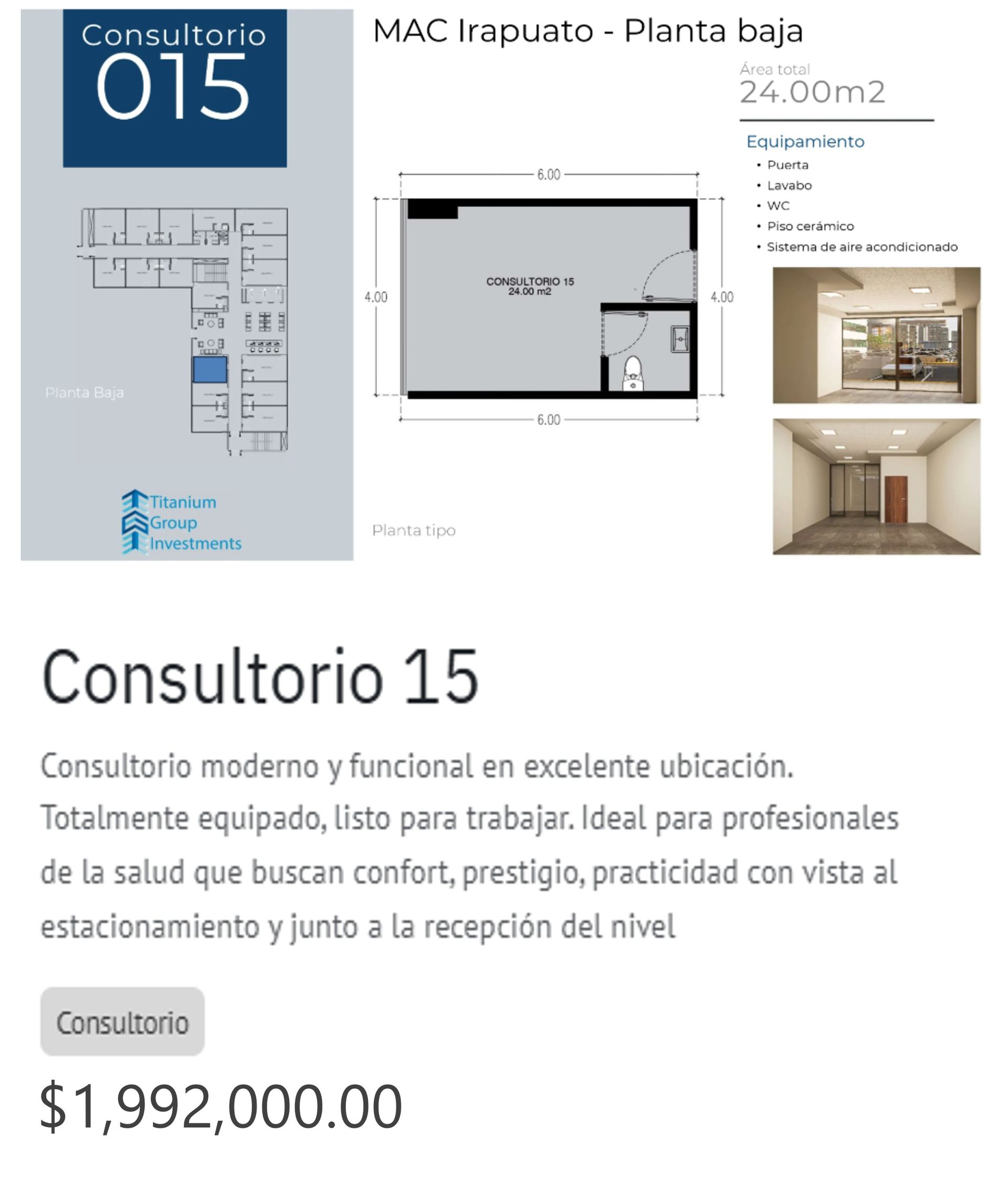  Los precios y disposición de los consultorios están sujetos a cambio sin previo aviso, esto por demanda