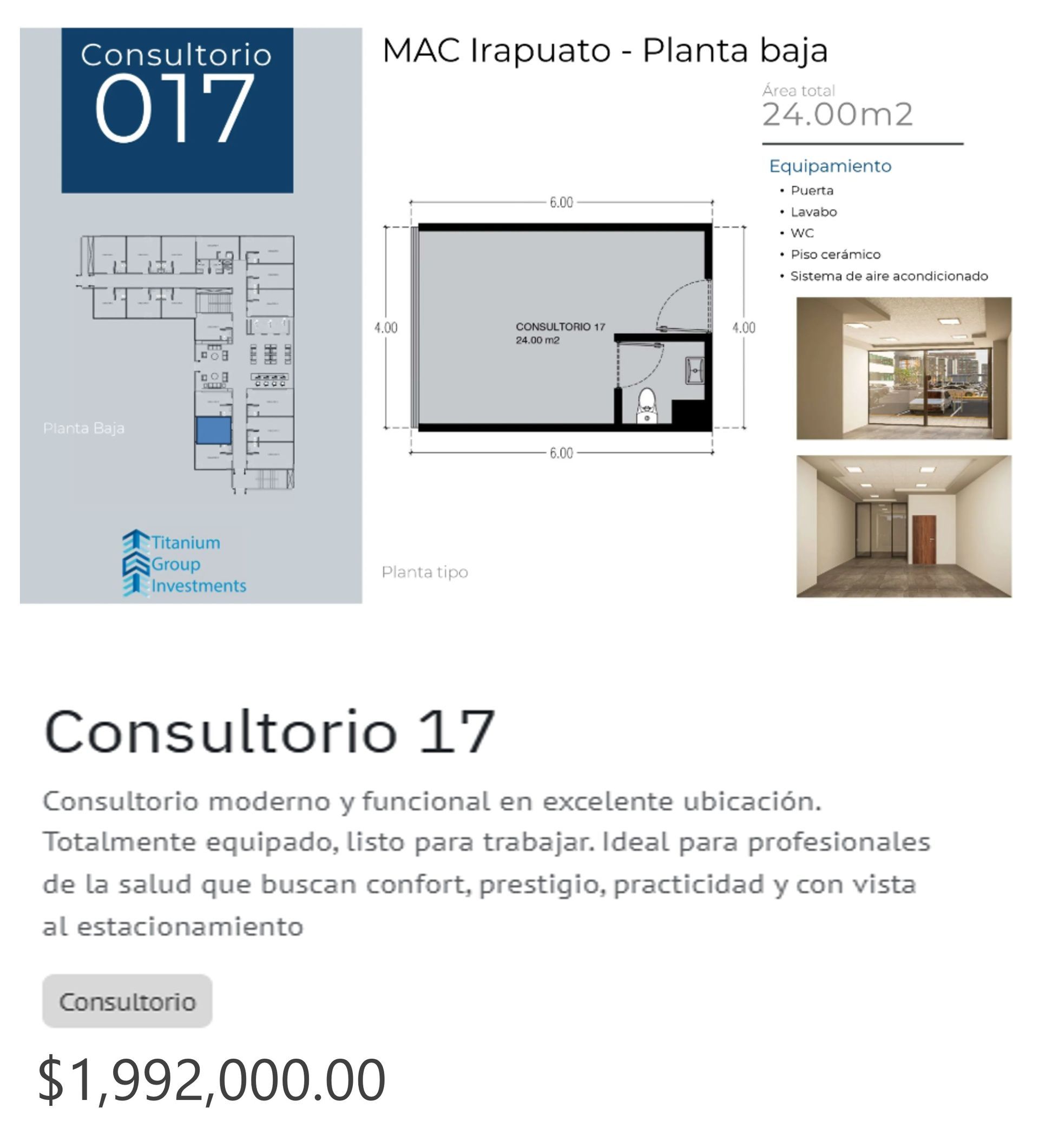  Los precios y disposición de los consultorios están sujetos a cambio sin previo aviso, esto por demanda