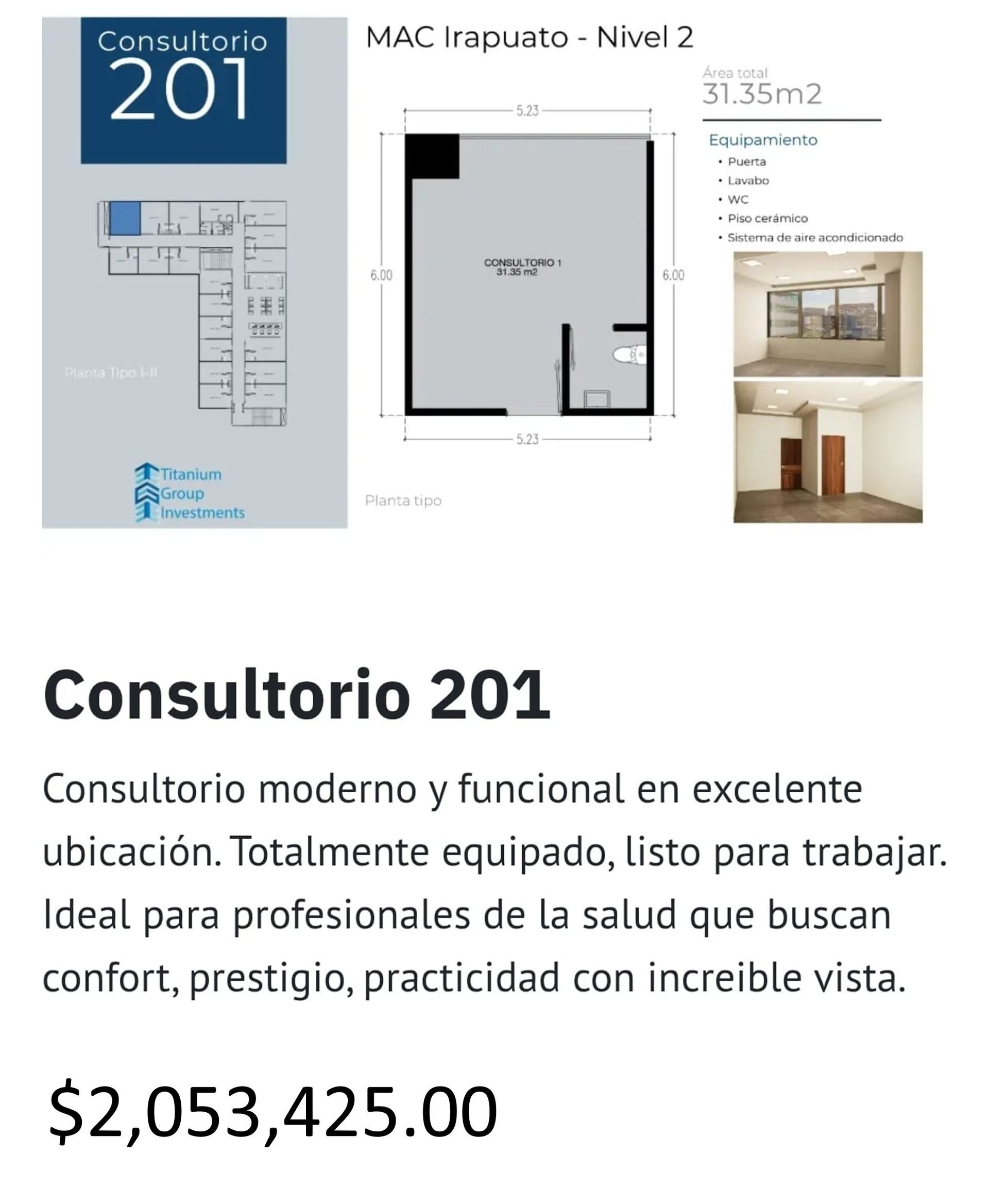 Los precios y disposición de los consultorios están sujetos a cambio sin previo aviso, esto por demanda