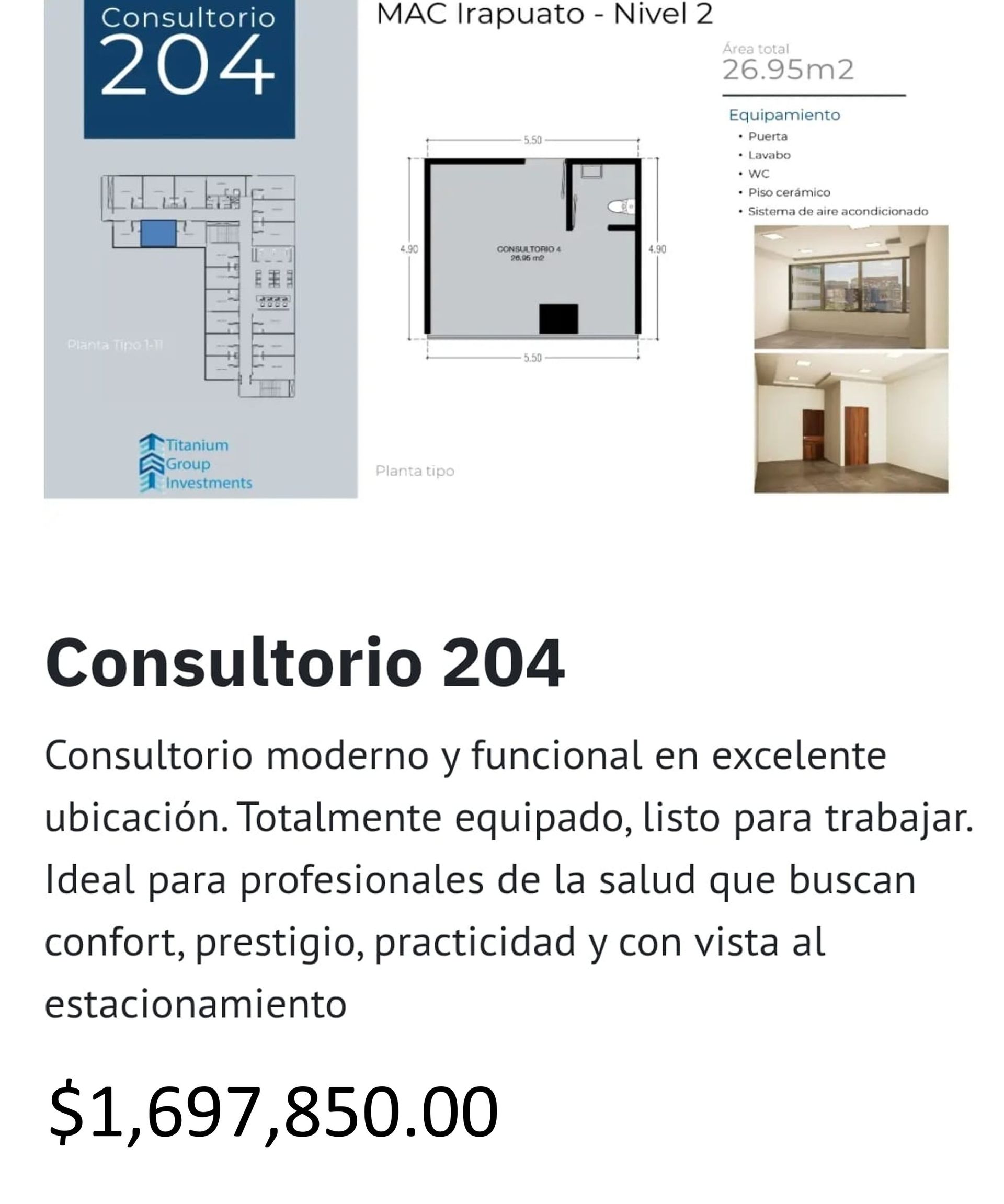 Los precios y disposición de los consultorios están sujetos a cambio sin previo aviso, esto por demanda