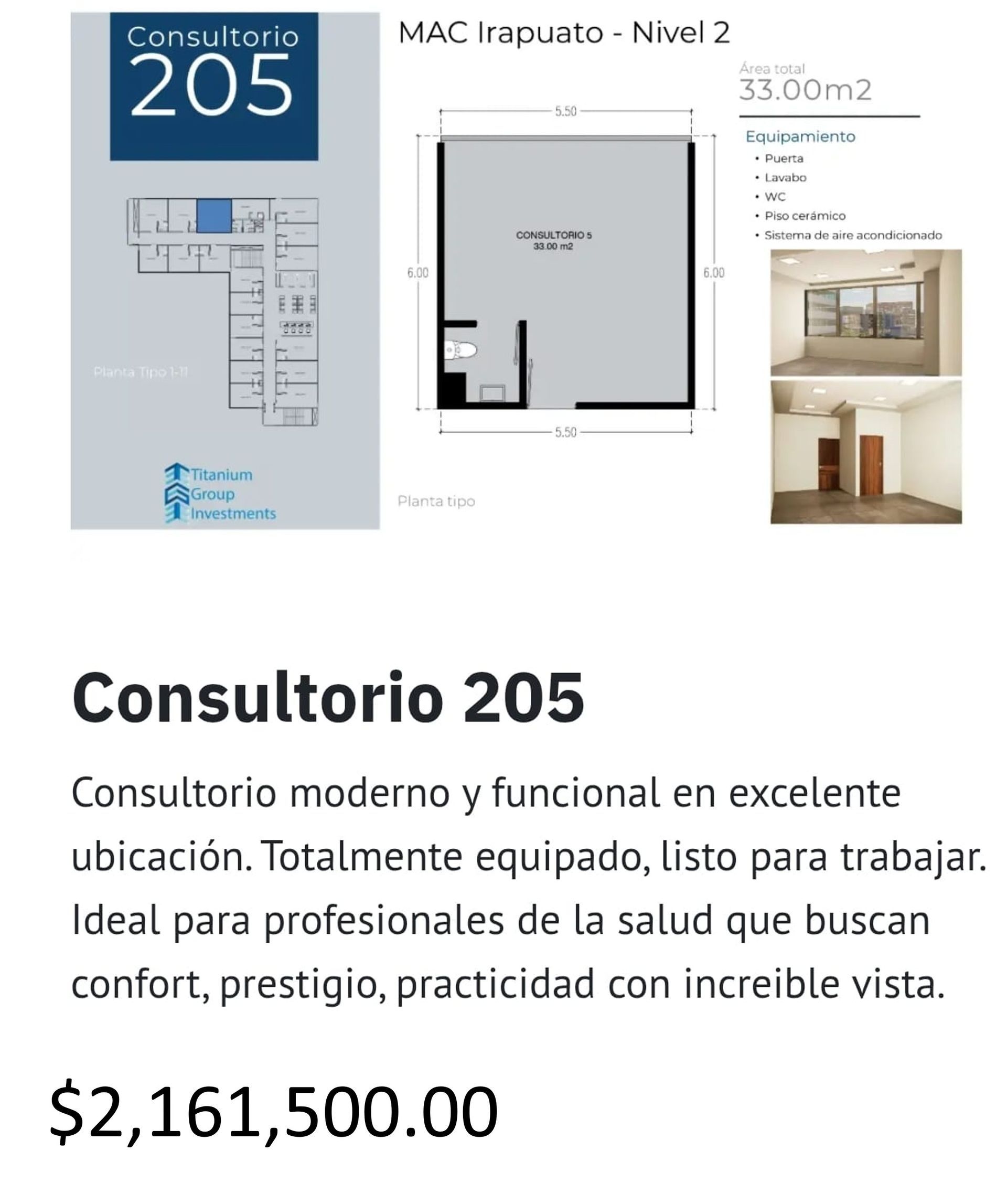 Los precios y disposición de los consultorios están sujetos a cambio sin previo aviso, esto por demanda