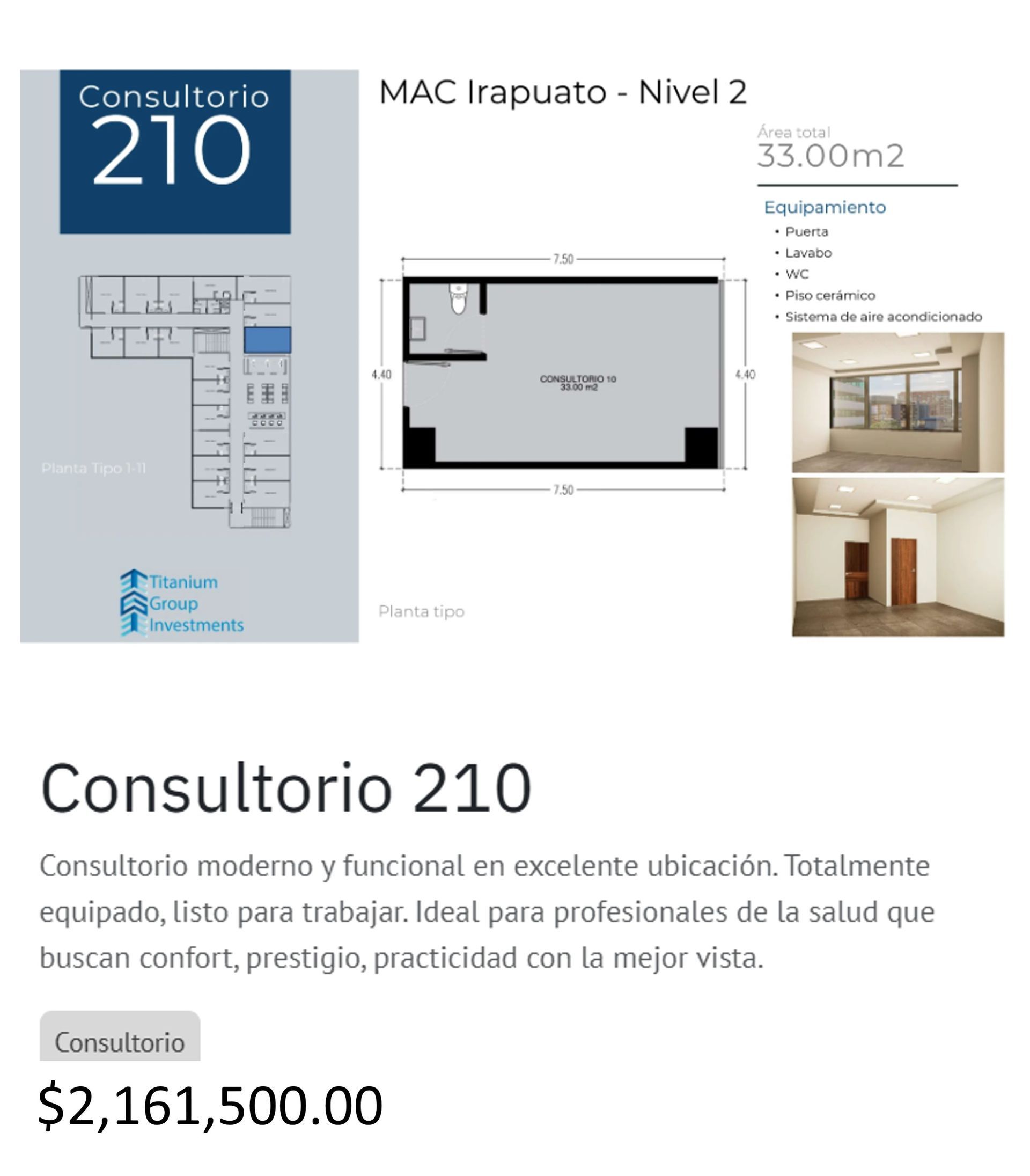 Los precios y disposición de los consultorios están sujetos a cambio sin previo aviso, esto por demanda