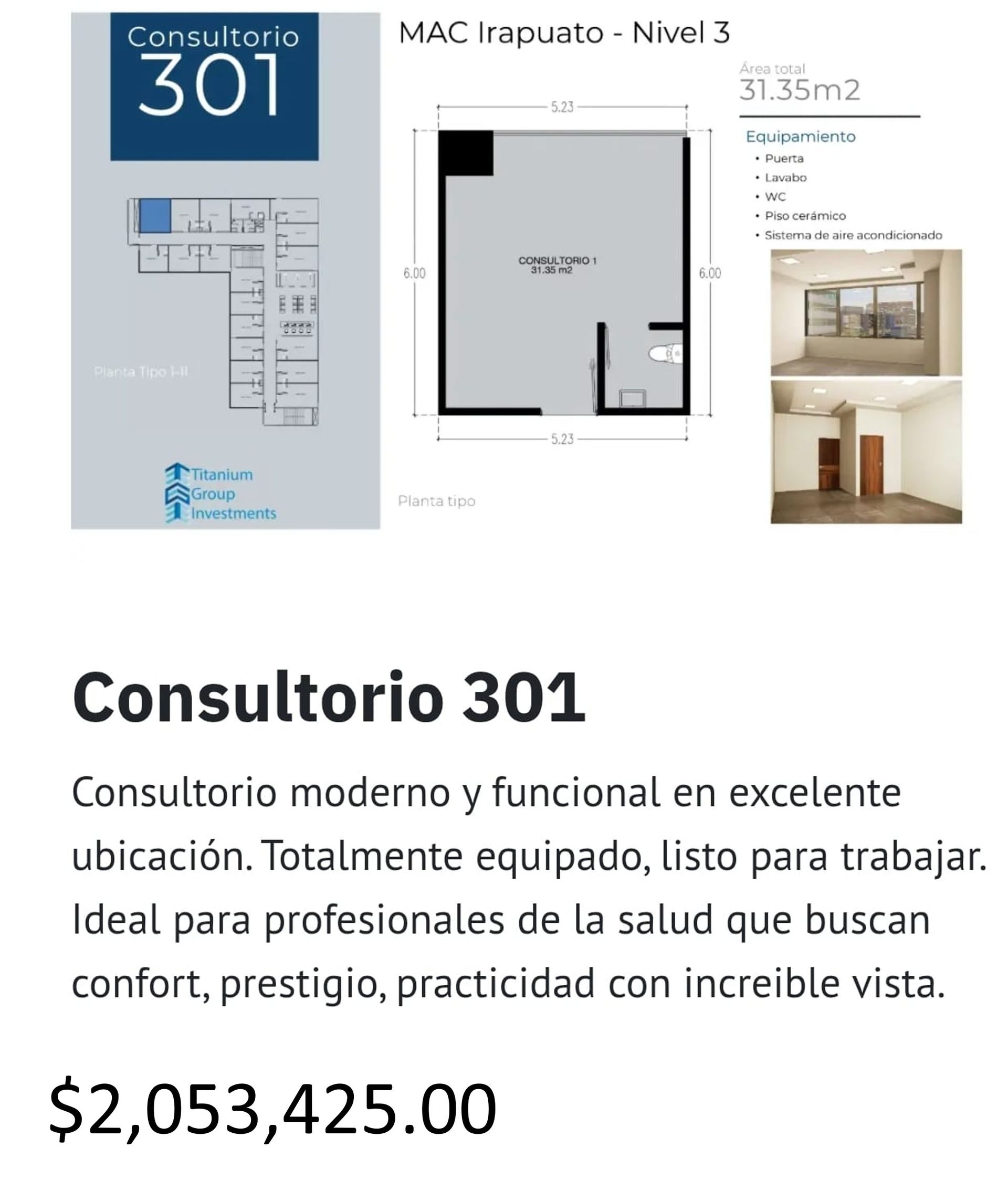 Los precios y disposición de los consultorios están sujetos a cambio sin previo aviso, esto por demanda