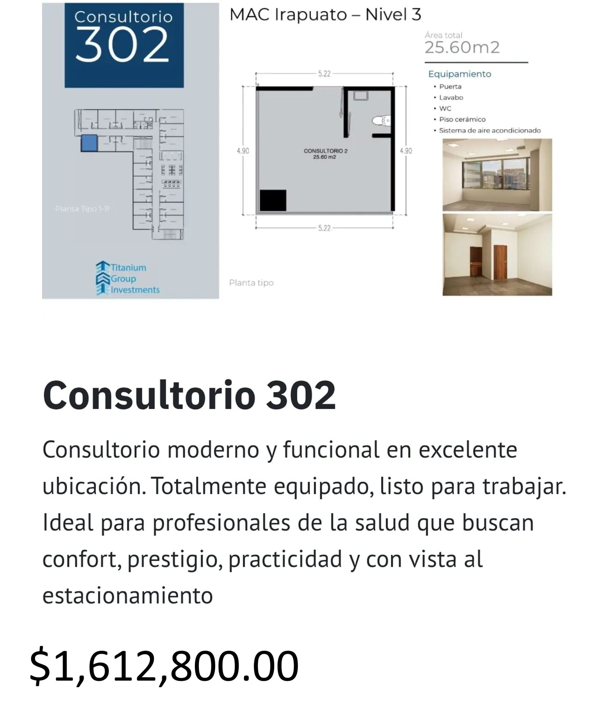 Los precios y disposición de los consultorios están sujetos a cambio sin previo aviso, esto por demanda