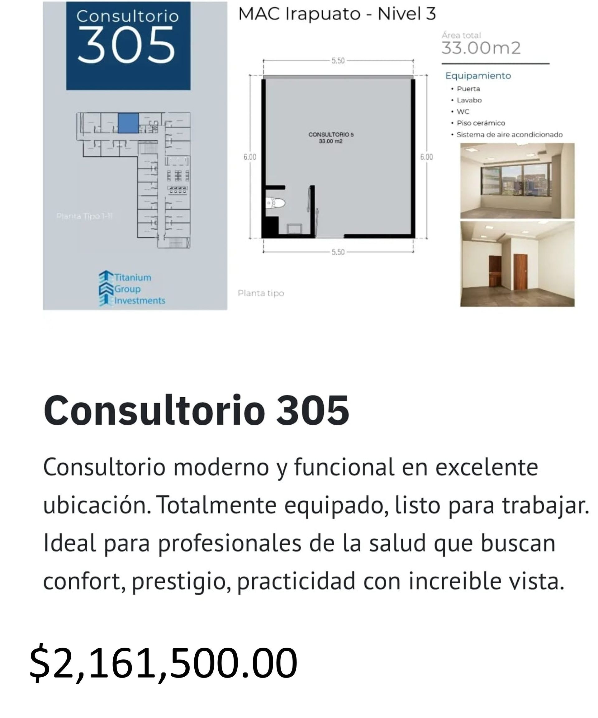 Los precios y disposición de los consultorios están sujetos a cambio sin previo aviso, esto por demanda