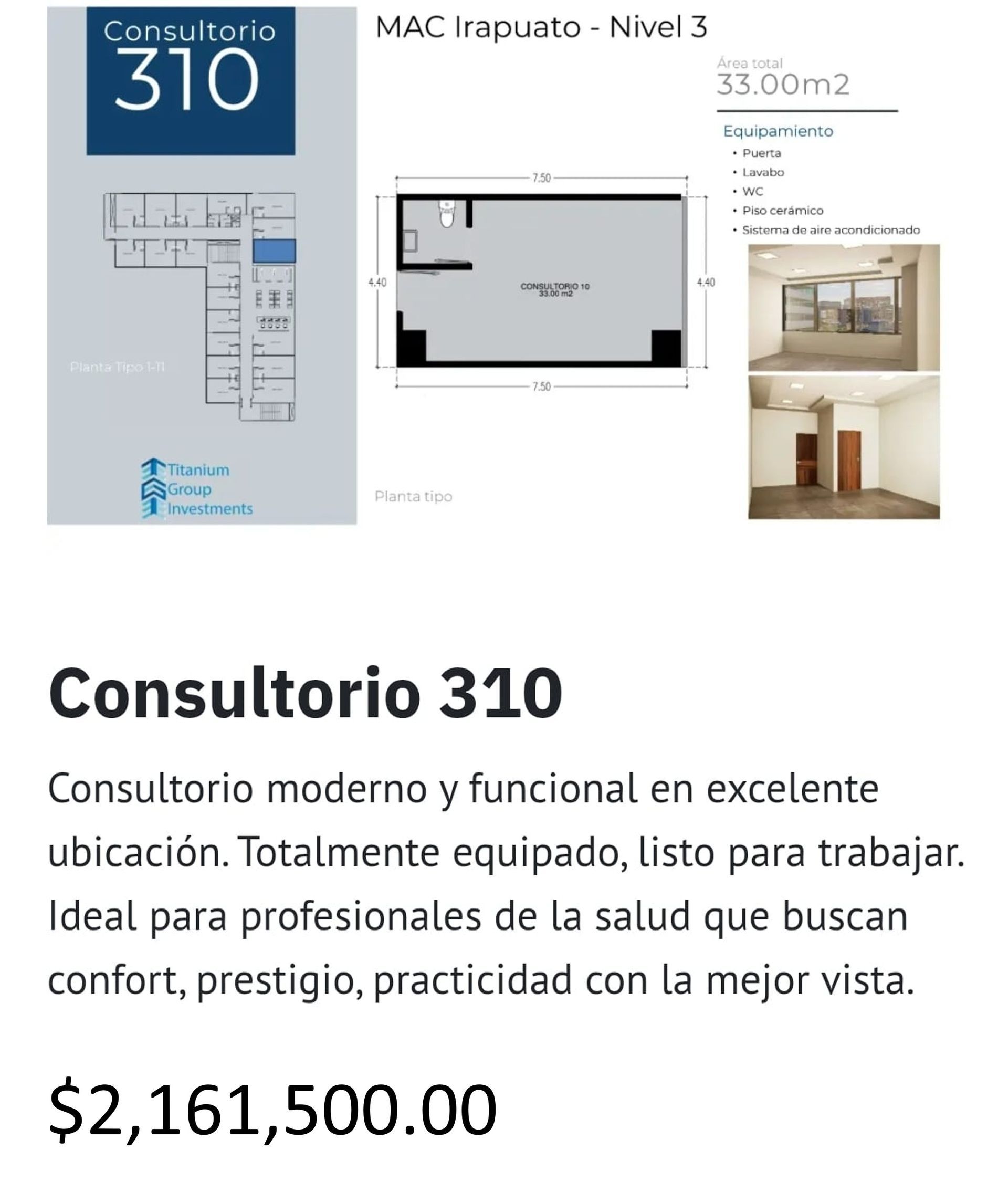 Los precios y disposición de los consultorios están sujetos a cambio sin previo aviso, esto por demanda