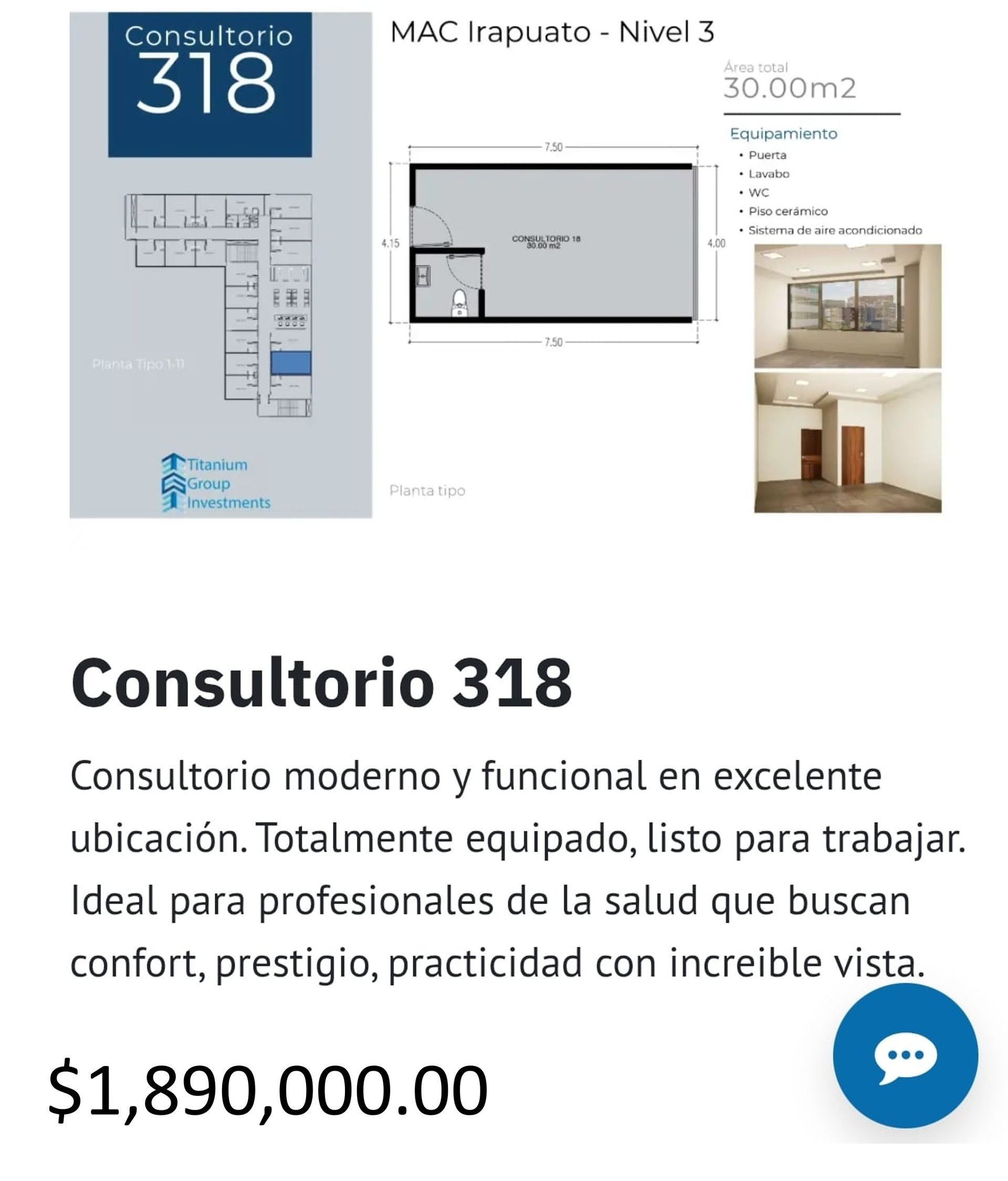Los precios y disposición de los consultorios están sujetos a cambio sin previo aviso, esto por demanda