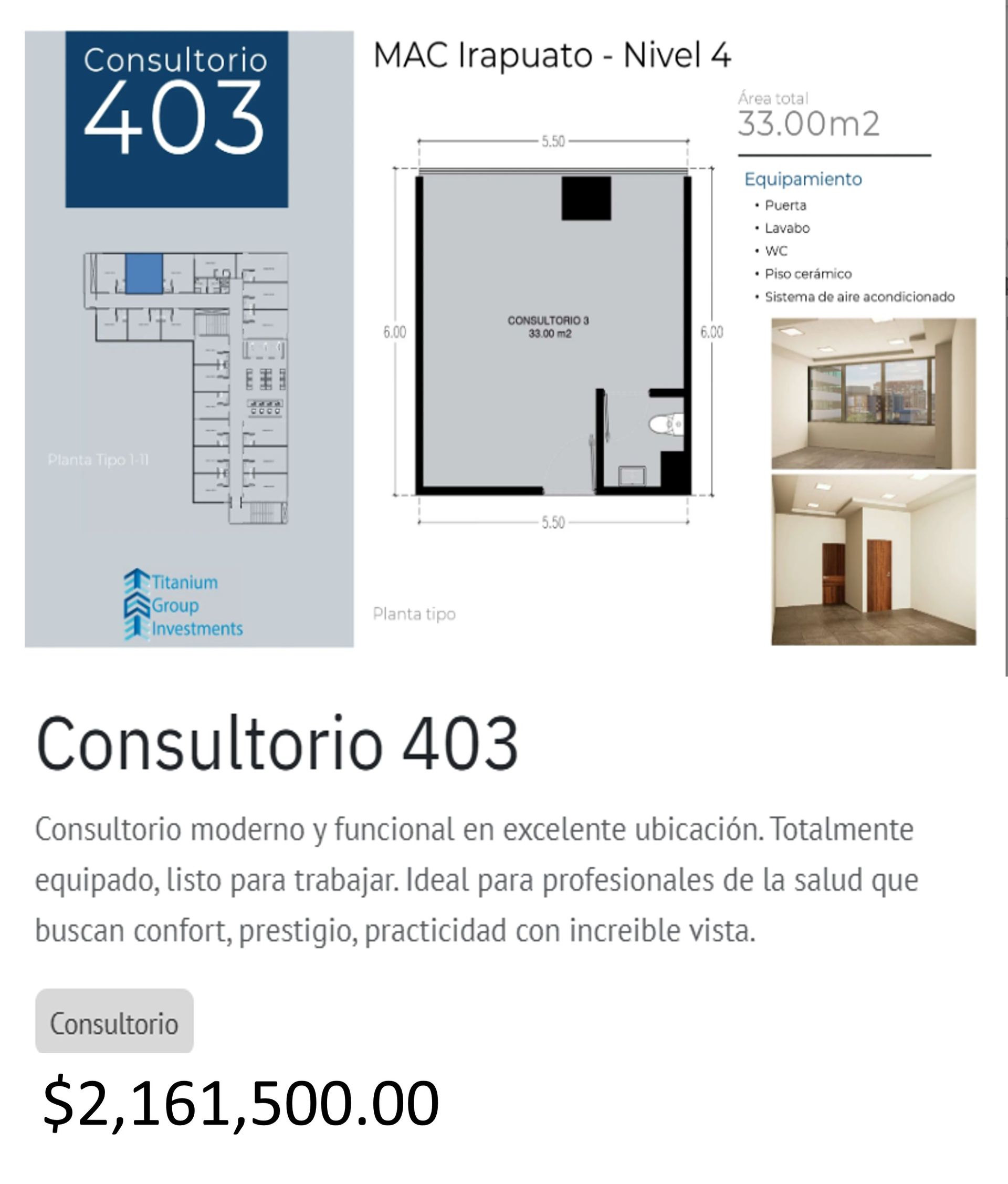 Los precios y disposición de los consultorios están sujetos a cambio sin previo aviso, esto por demanda