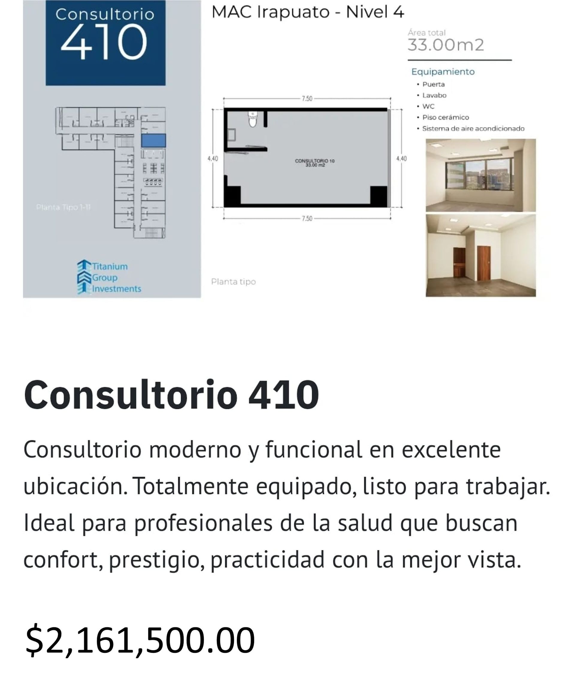 Los precios y disposición de los consultorios están sujetos a cambio sin previo aviso, esto por demanda