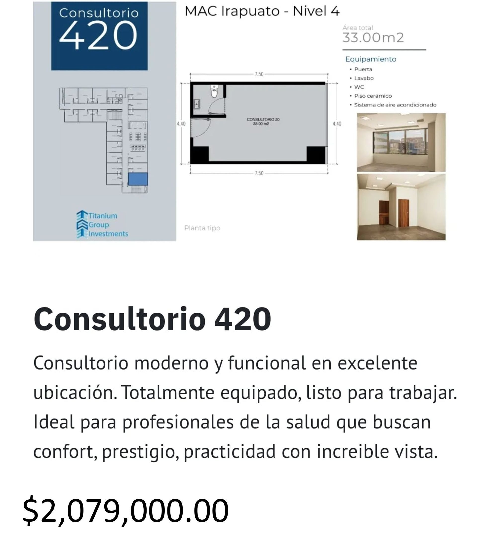 Los precios y disposición de los consultorios están sujetos a cambio sin previo aviso, esto por demanda