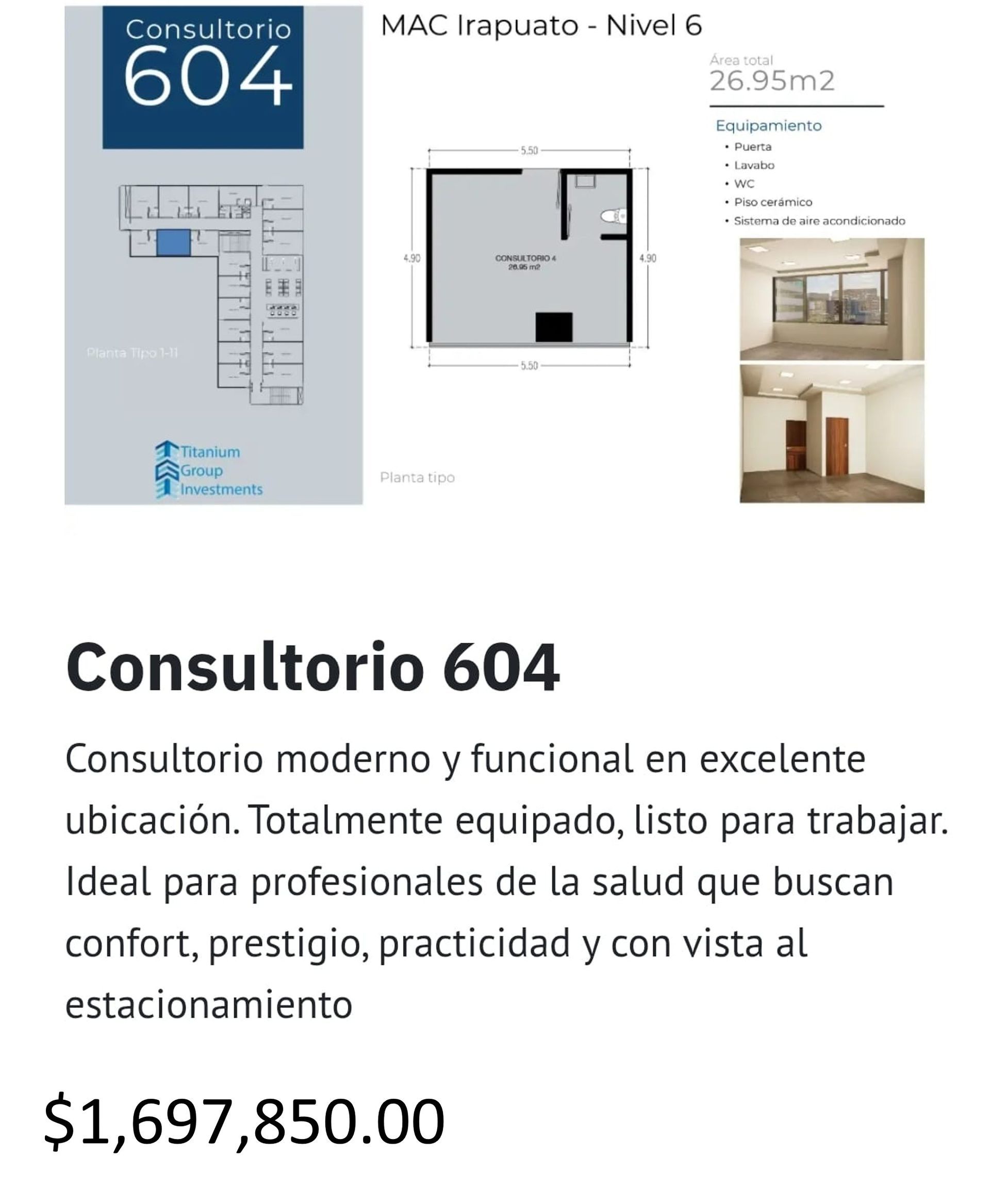 Los precios y disposición de los consultorios están sujetos a cambio sin previo aviso, esto por demanda