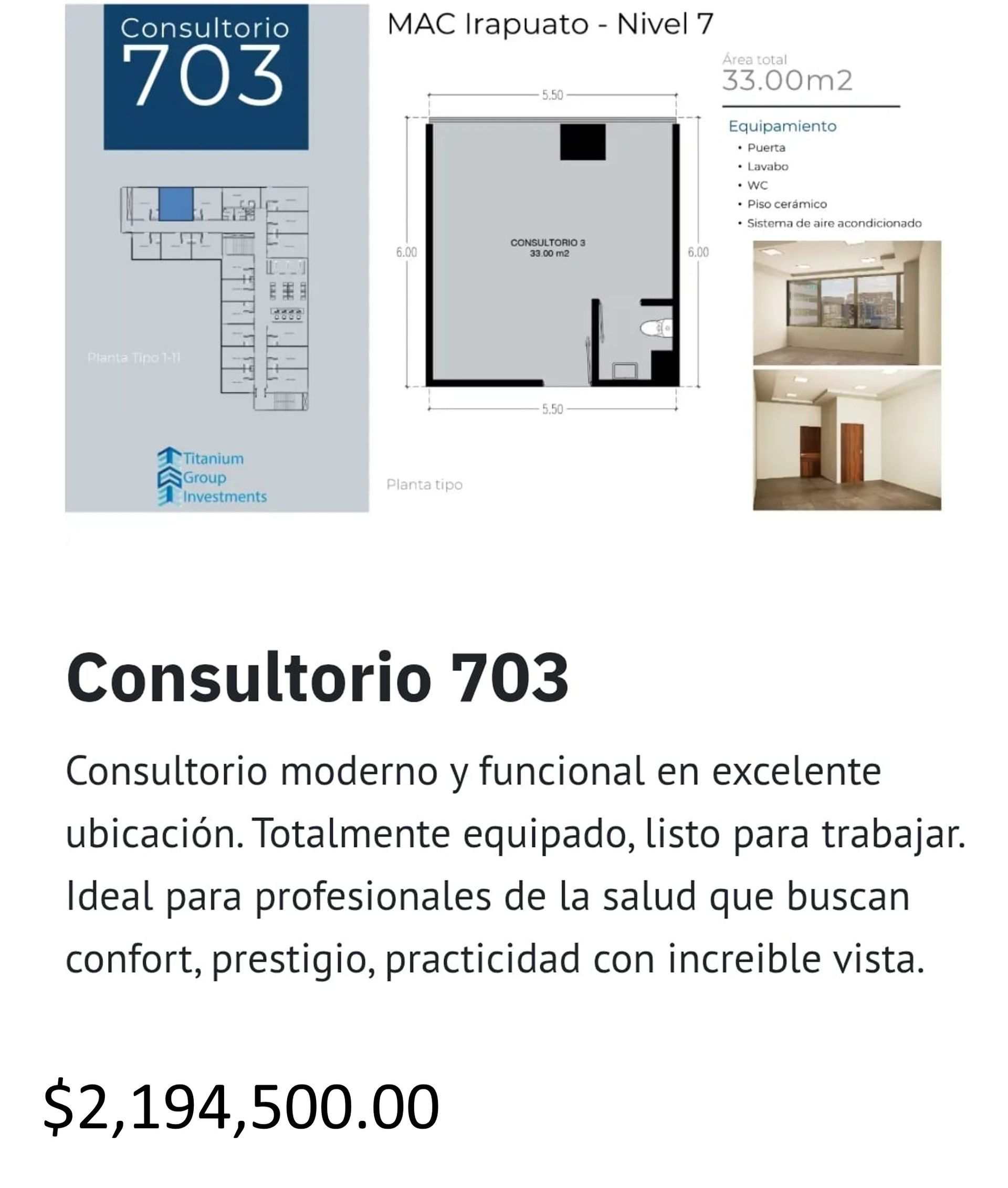 Los precios y disposición de los consultorios están sujetos a cambio sin previo aviso, esto por demanda