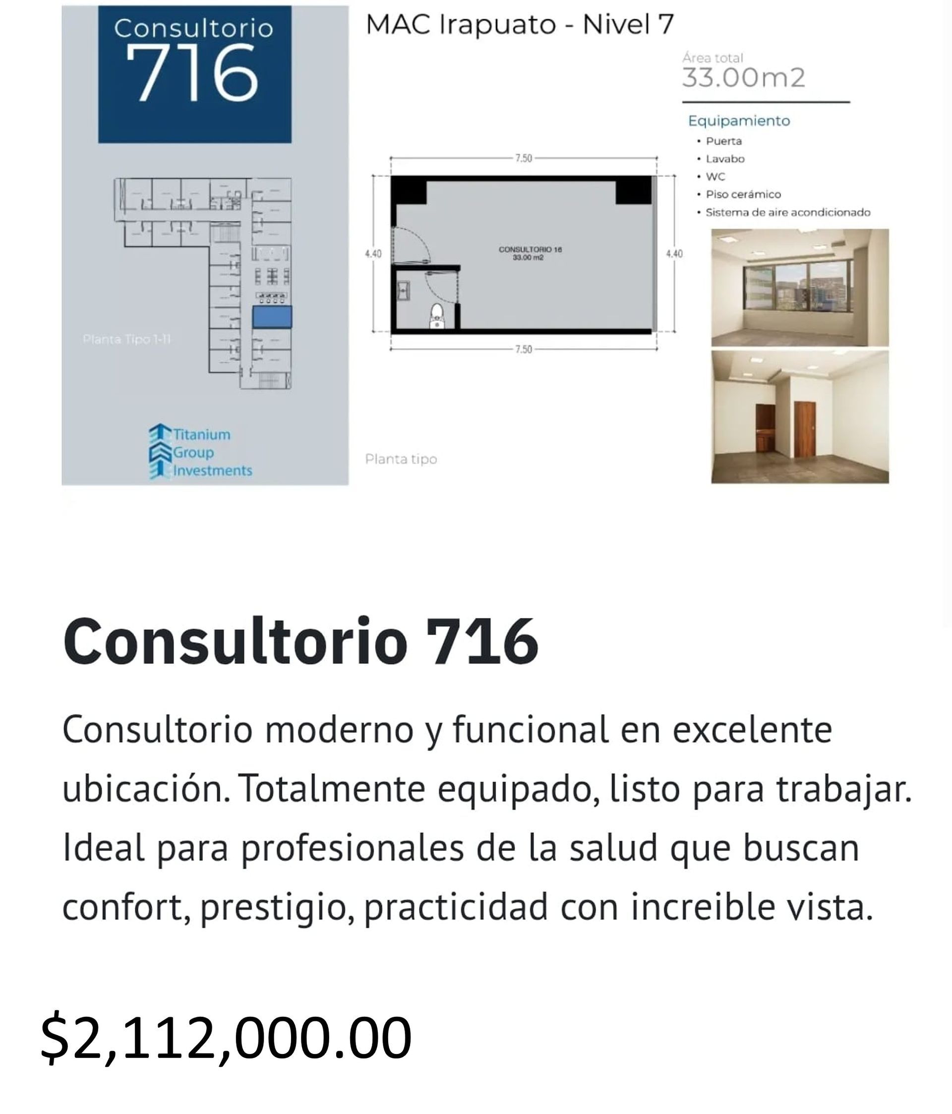 Los precios y disposición de los consultorios están sujetos a cambio sin previo aviso, esto por demanda