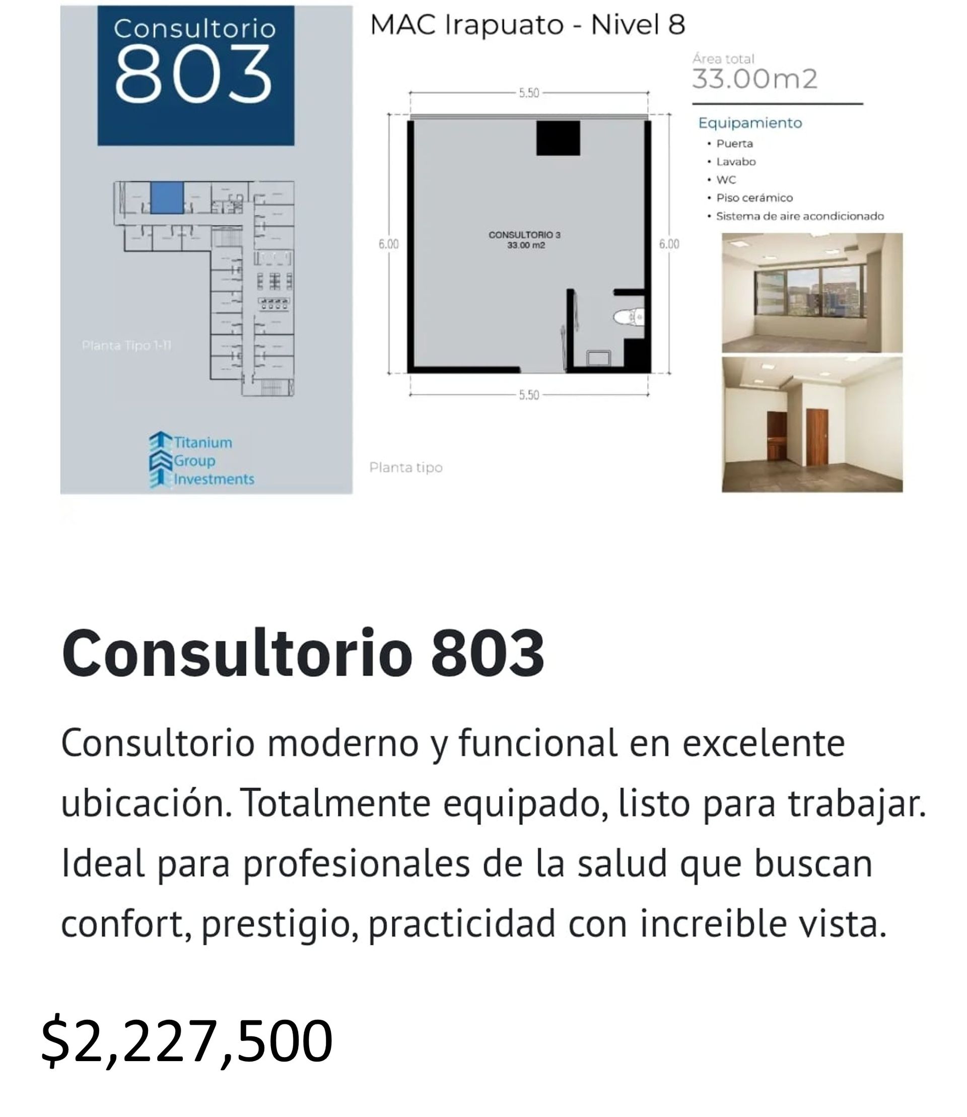 Los precios y disposición de los consultorios están sujetos a cambio sin previo aviso, esto por demanda