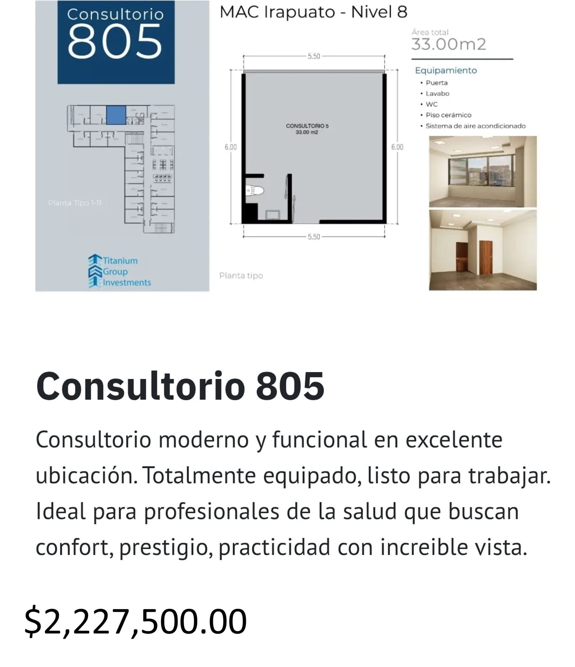 Los precios y disposición de los consultorios están sujetos a cambio sin previo aviso, esto por demanda