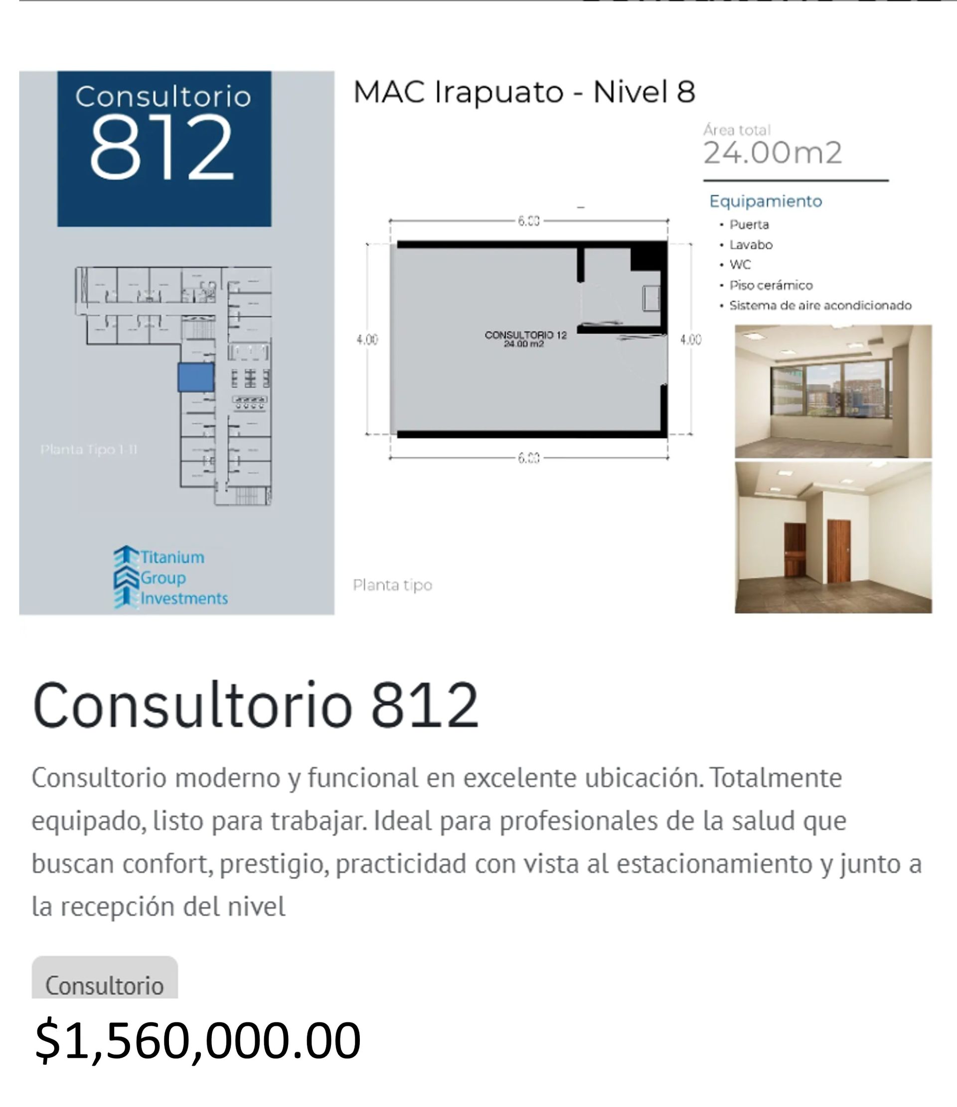 Los precios y disposición de los consultorios están sujetos a cambio sin previo aviso, esto por demanda