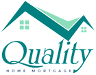 A logo for quality home mortgage with a house on it
