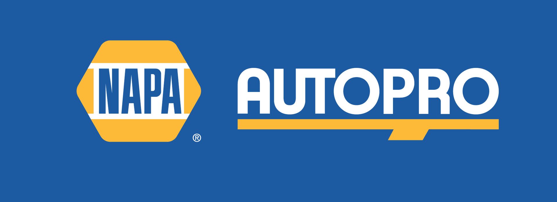 NAPA AUTOPRO logo on blue background with yellow and white text.
