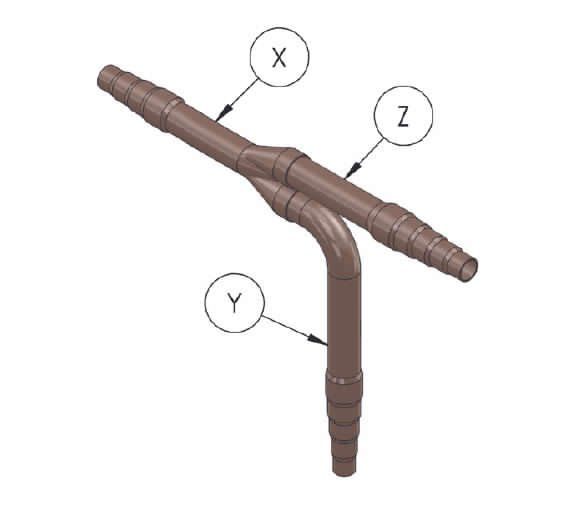 90° branches complete with adapters