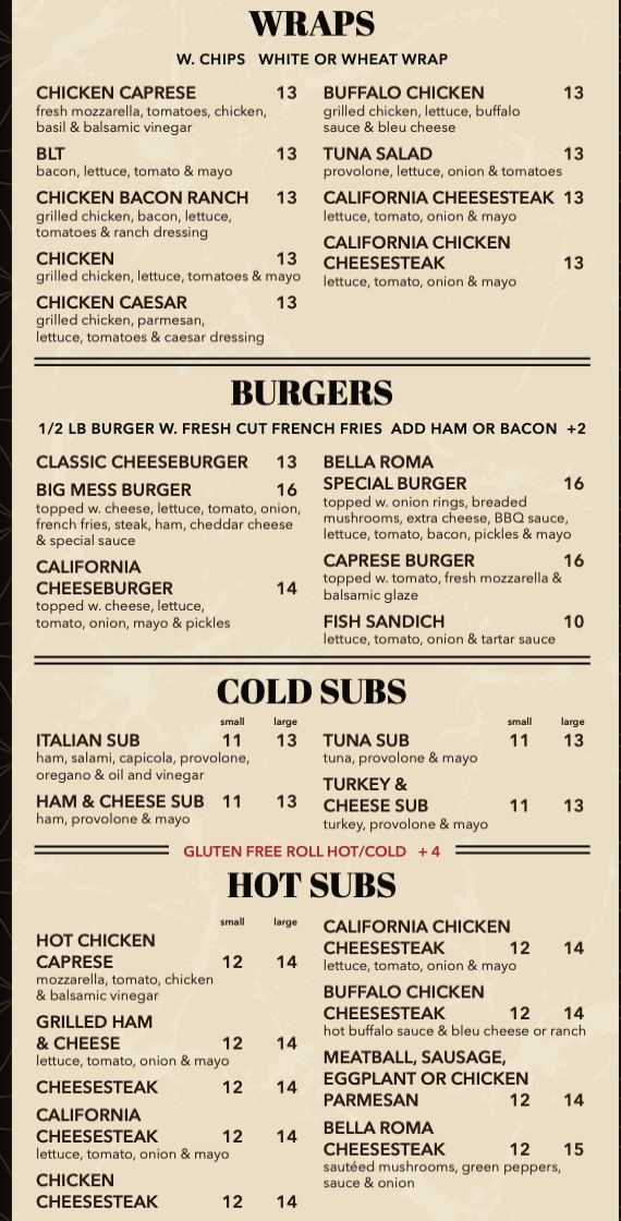 A menu for a restaurant called gourmet pizza