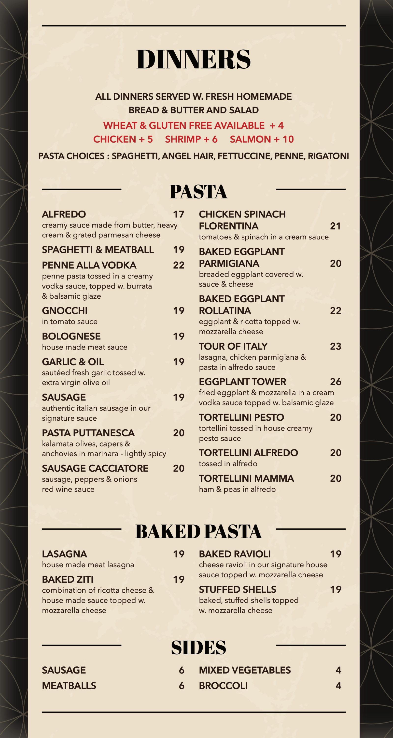 Bella Roma Menu | Exeter PA