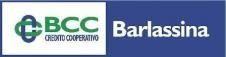 Logo della BCC Barlassina con logo verde e bianco a sinistra e testo bianco su sfondo blu a destra.