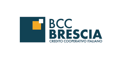 Logo della BCC Brescia, banca di credito cooperativo italiana, caratterizzato da un quadrato verde acqua e giallo.