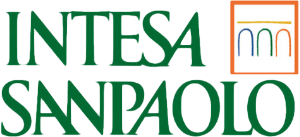 Logo di Intesa Sanpaolo: testo verde, grafico ad arco all'interno di un quadrato arancione.