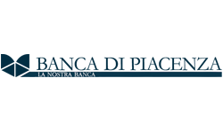 Logo of Banca di Piacenza, an Italian bank, featuring a geometric shape and text.