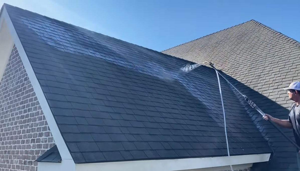 Soft washing roof