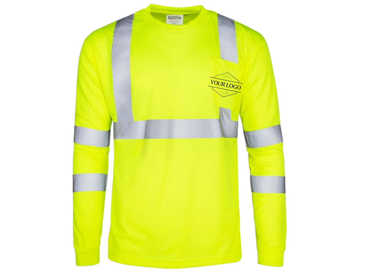 High Visibility Long Sleeve Safety Shirts with pocket and pocket logo