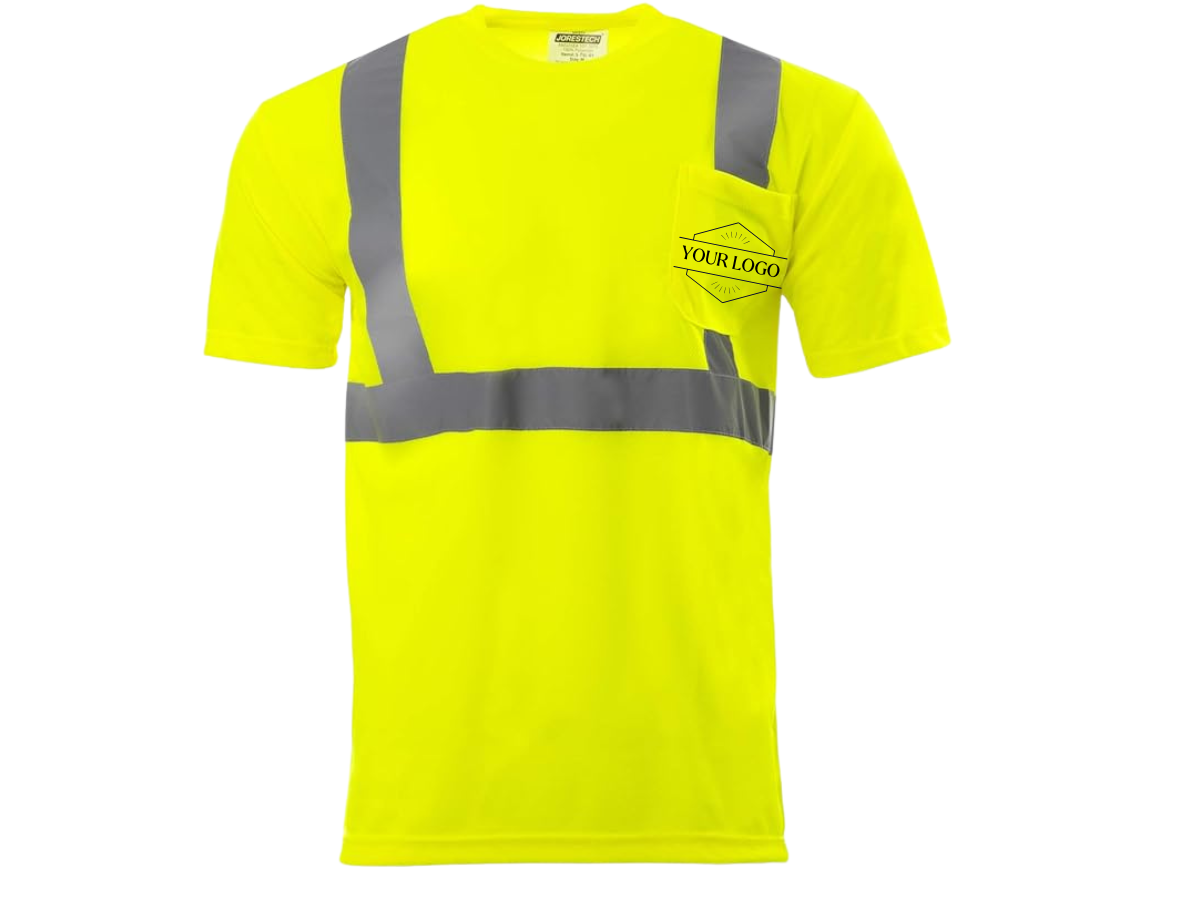 High Visibility Short Sleeve Safety Shirts with pocket and pocket logo