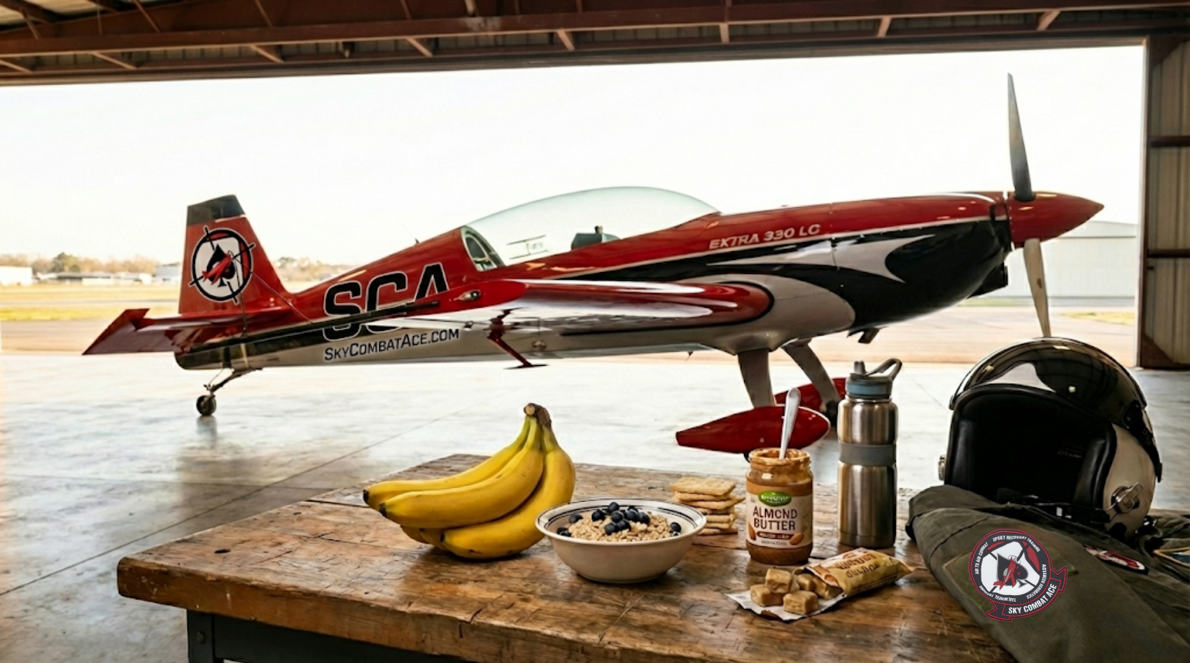 Sky Combat Ace stunt plane and healthy breakfast options