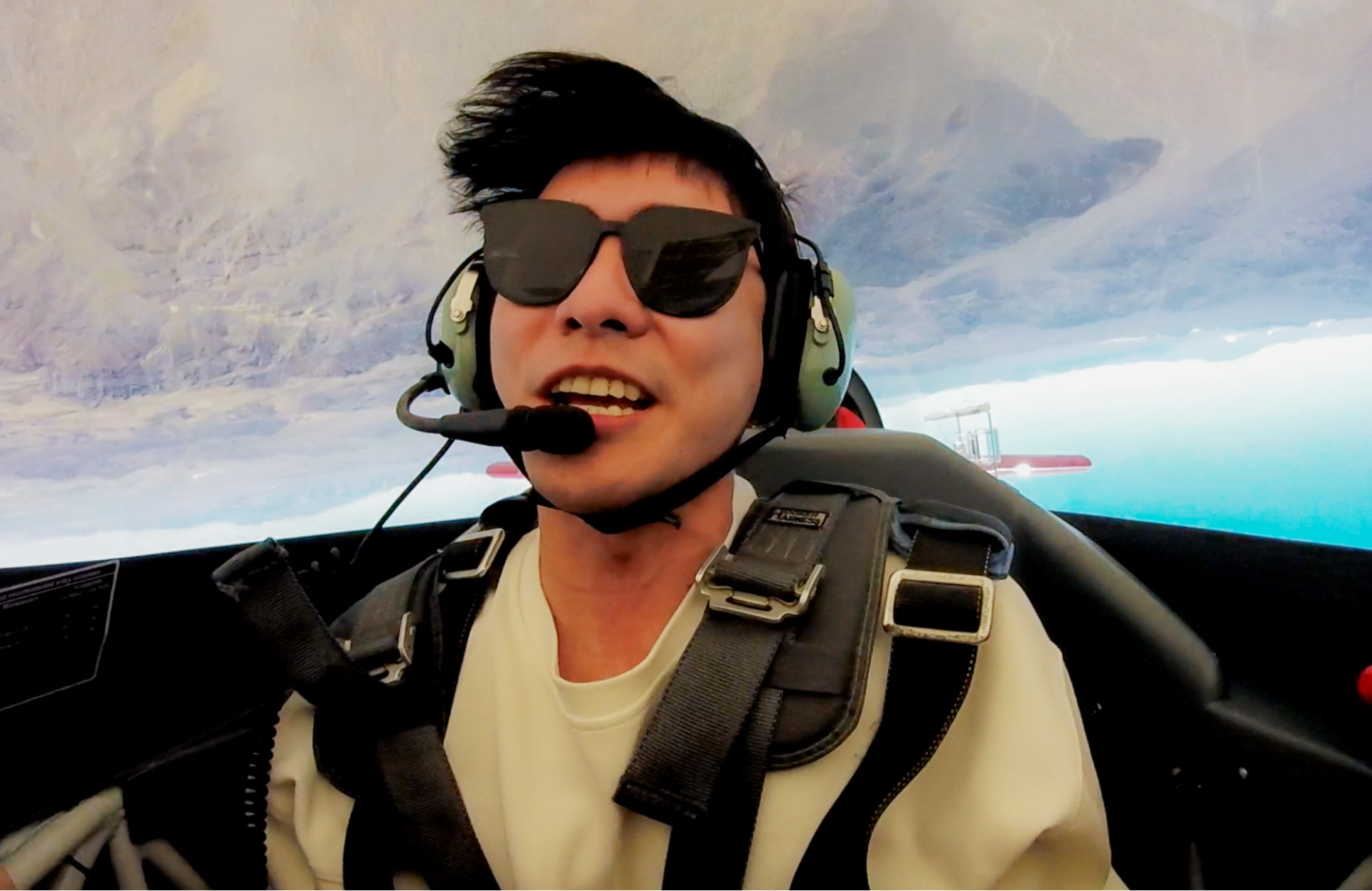person in a flying a sky combat ace airplane