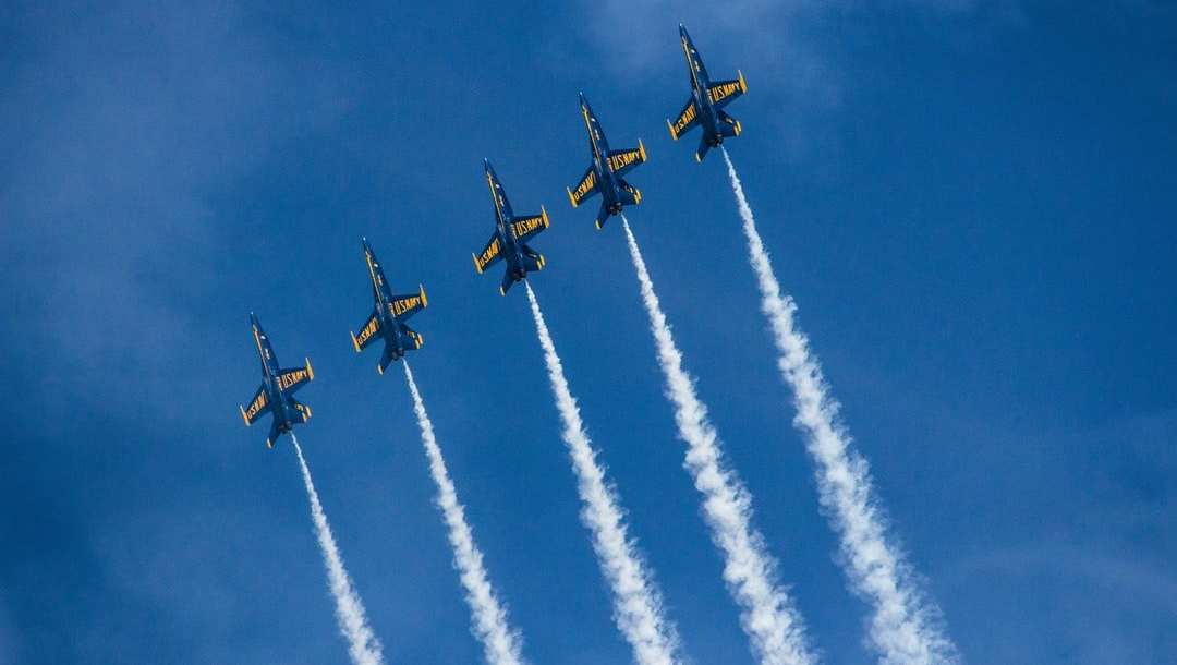 Navy Blue Angels Flying  In Sky