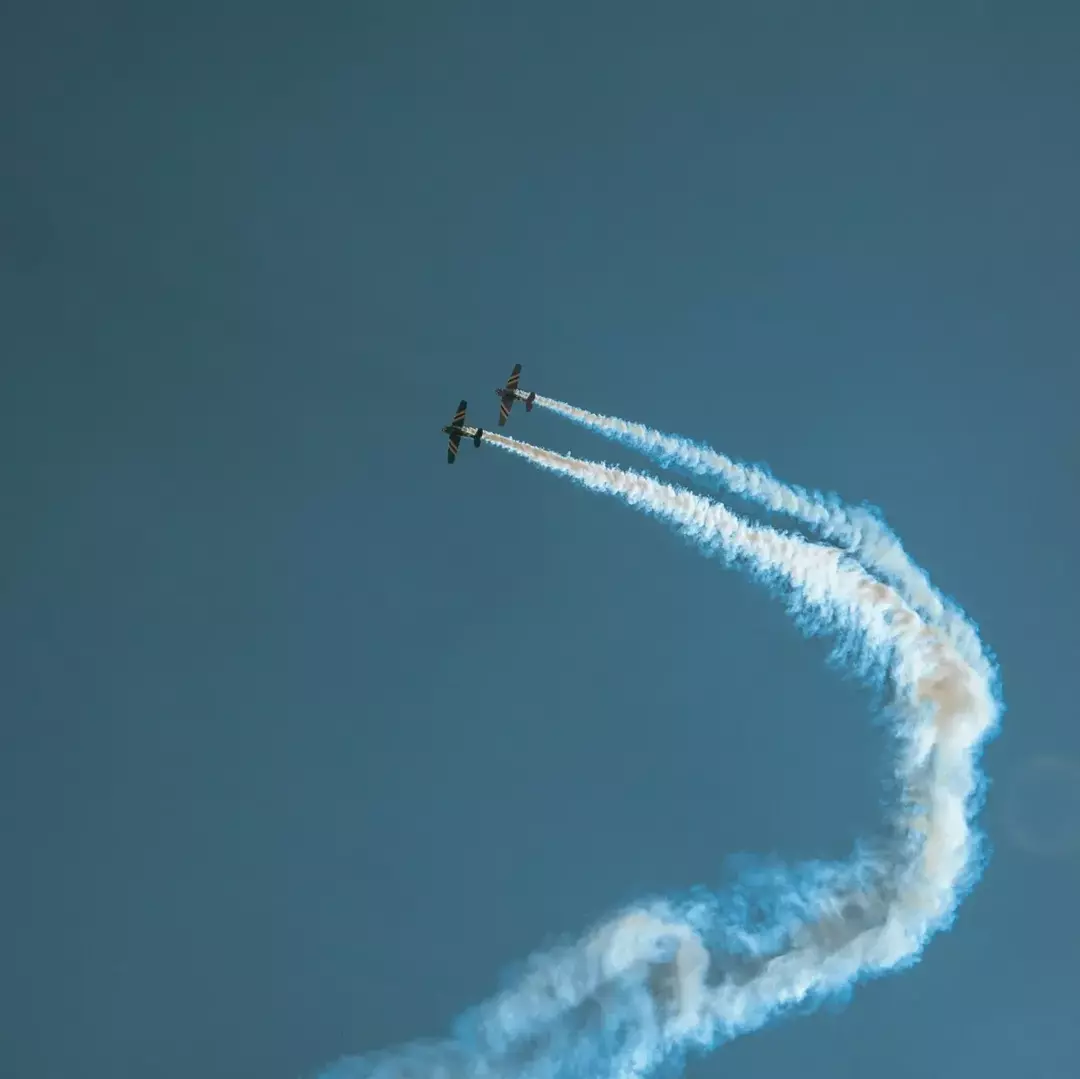 2 Stunt Planes Flying In The Sky