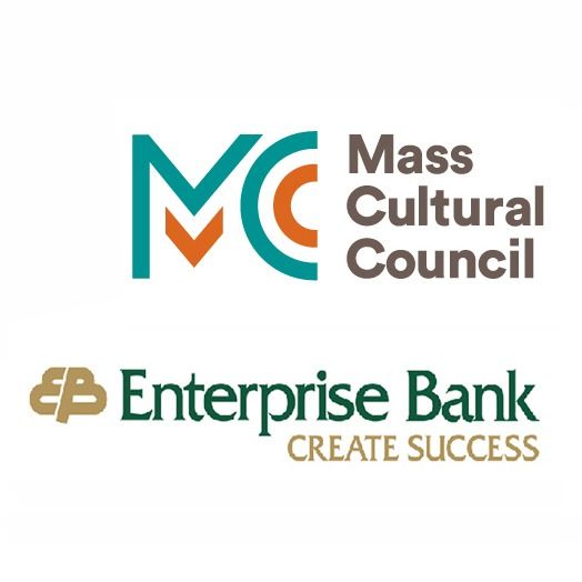 Logos for Mass Cultural Council (teal and orange letters) and Enterprise Bank (green and gold).
