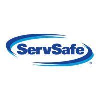 ServSafe logo: Blue and white text "ServSafe" within a stylized blue arc.