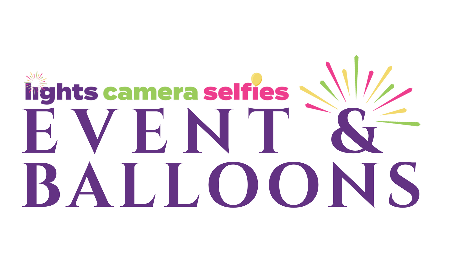 logo of lights camera selfies event & balloons