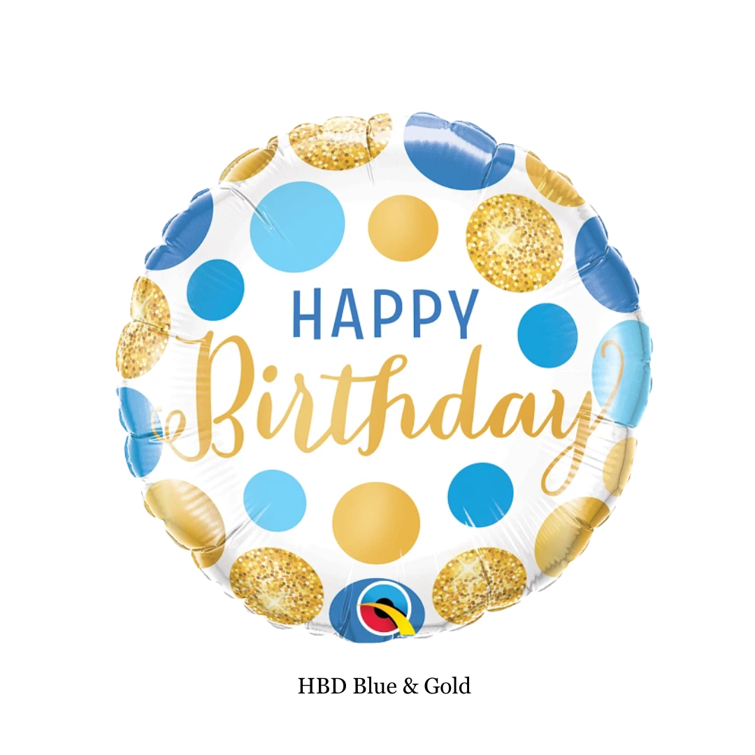 Happy birthday balloon blue & gold