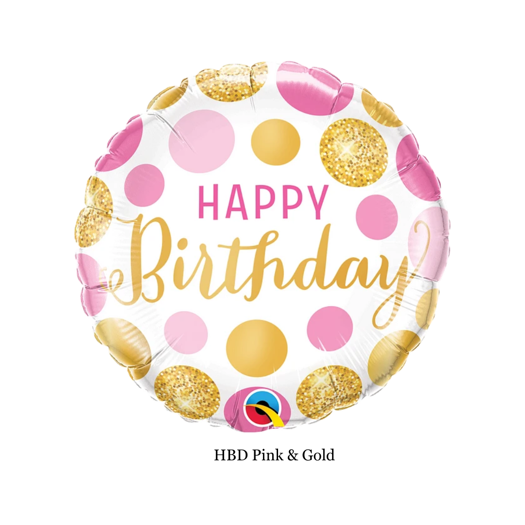 Happy birthday balloon pink & gold