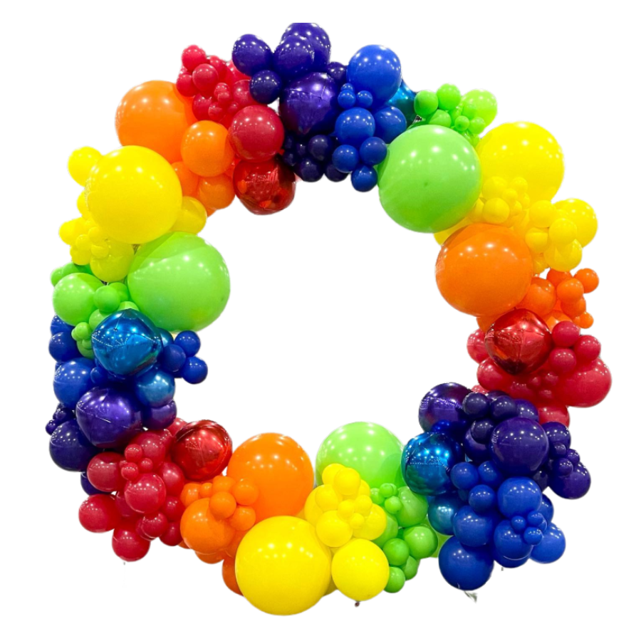A sliding row of photos of different pride balloon designs.