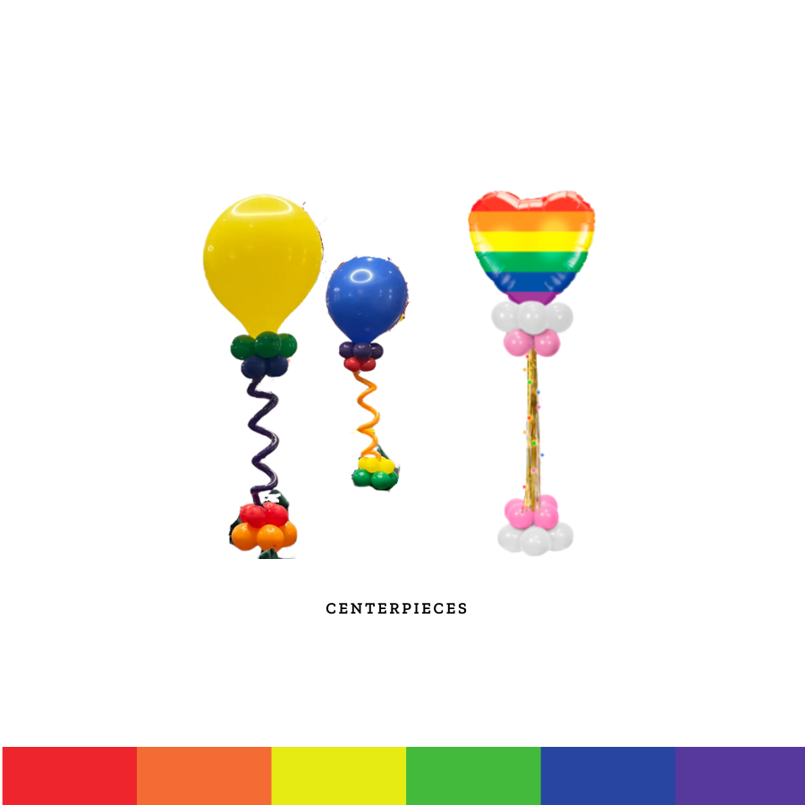 A sliding row of photos of different pride balloon designs.