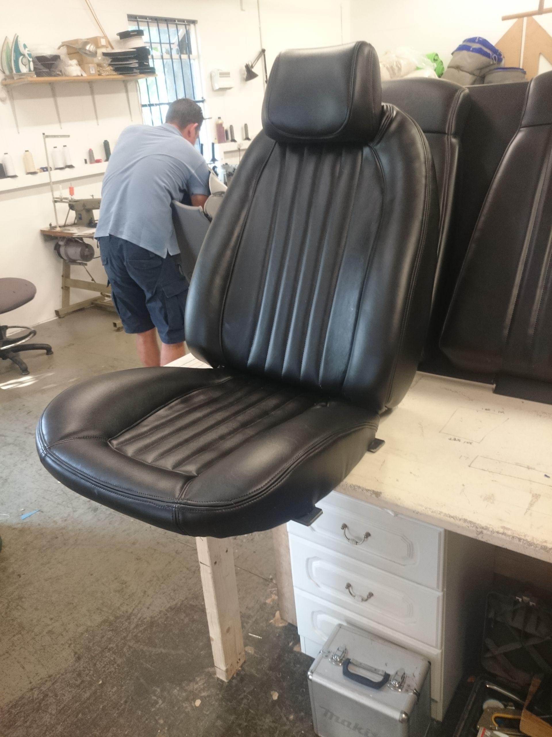 An upholstered car seat from 