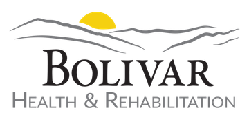 Bolivar Health & Rehabilitation logo featuring a sun, mountains, and the business name.