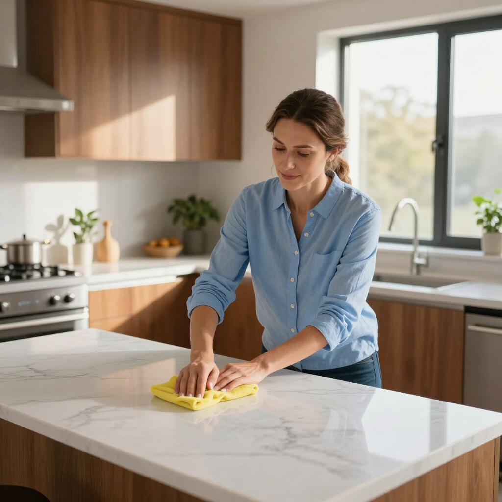 mujer realiza tareas en cocina