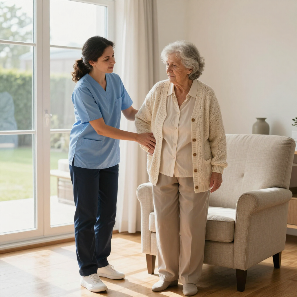 mujer cuidadora de adulto mayor